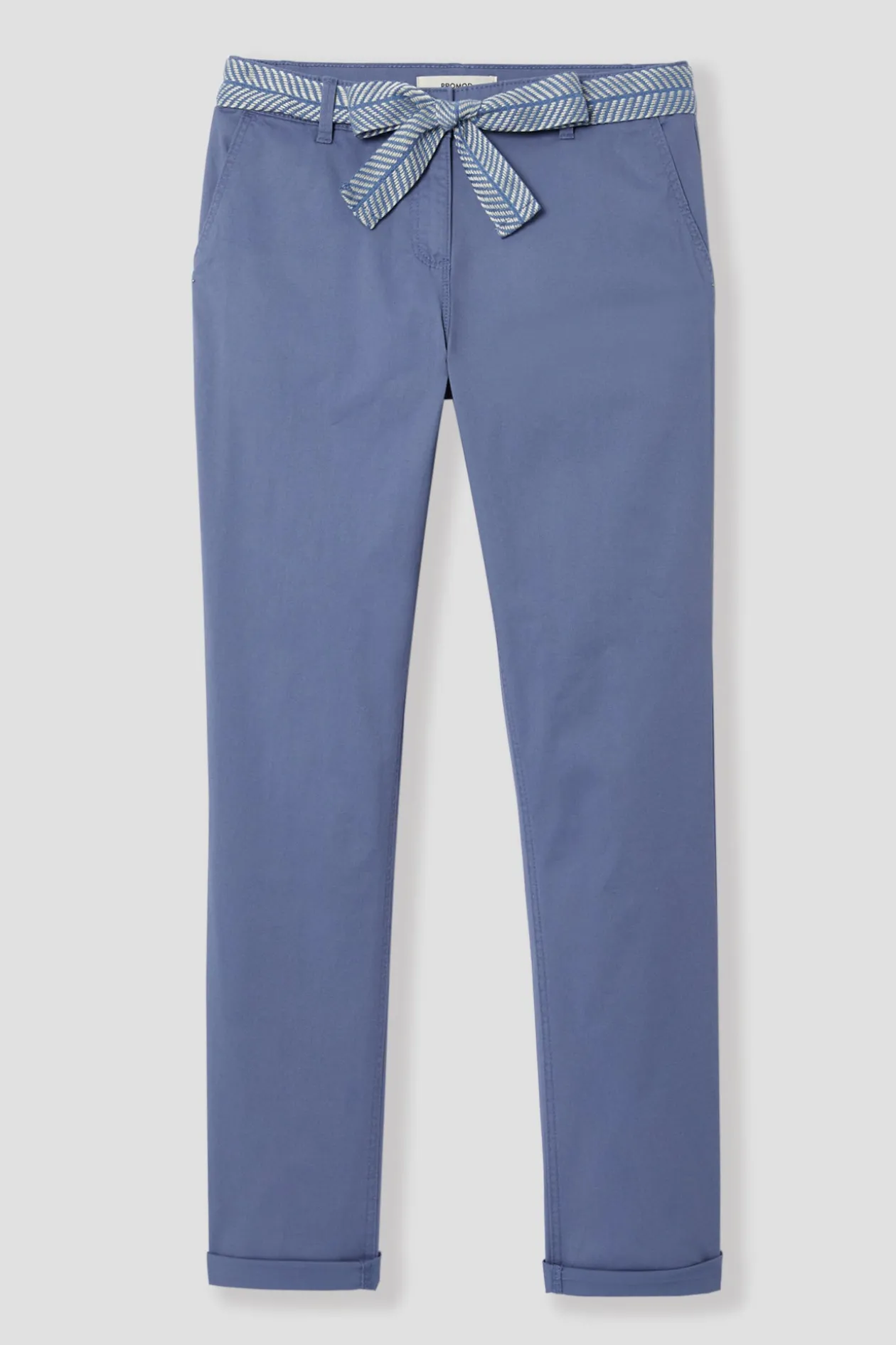 Promod Pantalon chino ceinturé Femme - Bleu Store