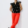Promod Pantalon cigarette Femme - Rouge Sale