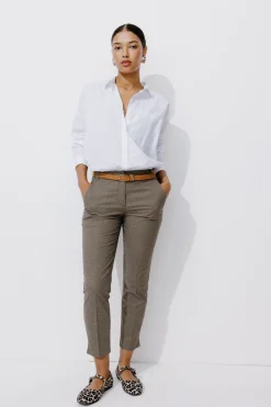 Promod Pantalon cigarette Femme - Carreaux marine Carreauxmarine Clearance