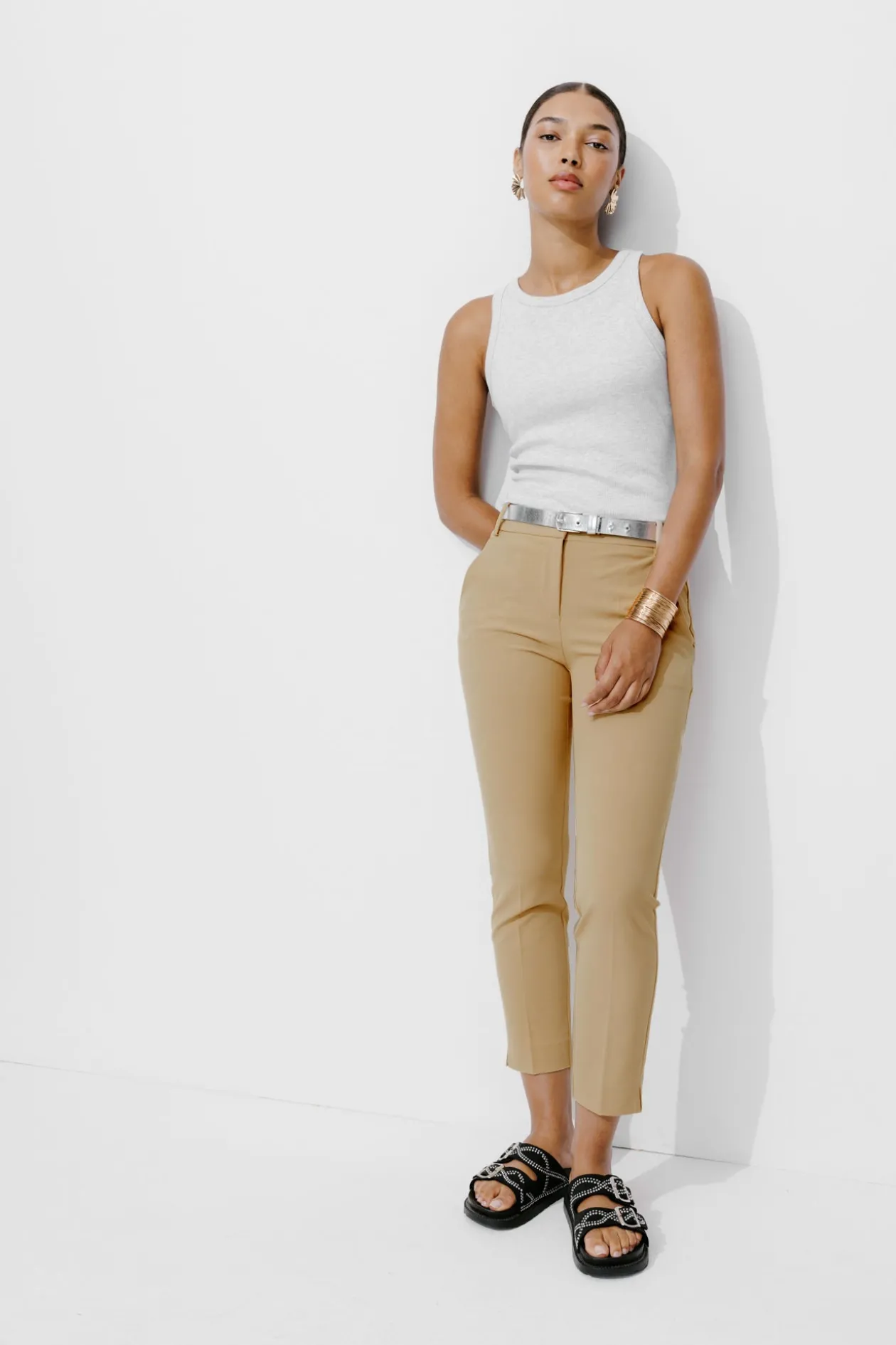Promod Pantalon cigarette Femme - Beige Store