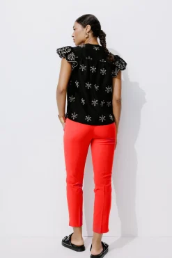 Promod Pantalon cigarette Femme - Rouge Sale