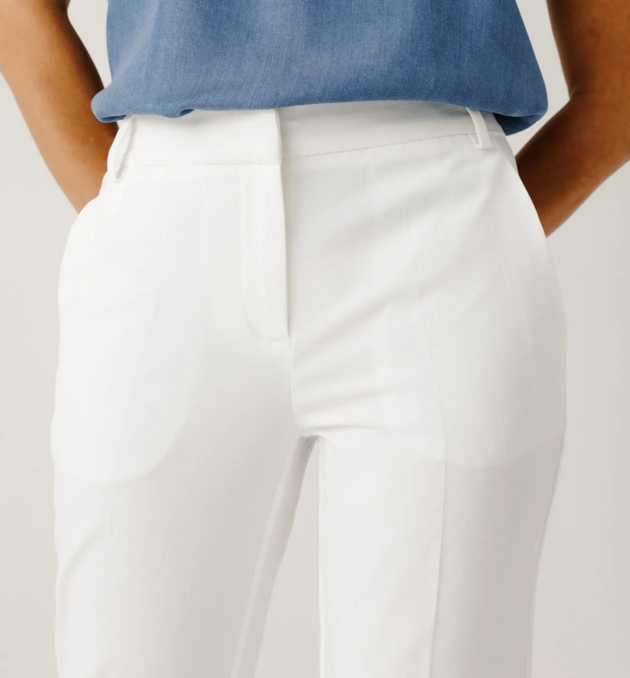 Promod Pantalon cigarette Femme - Blanc Hot