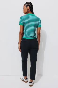 Promod Pantalon cigarette uni Femme - Marine Online