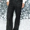 Promod Pantalon droit pailleté Femme - Noir New