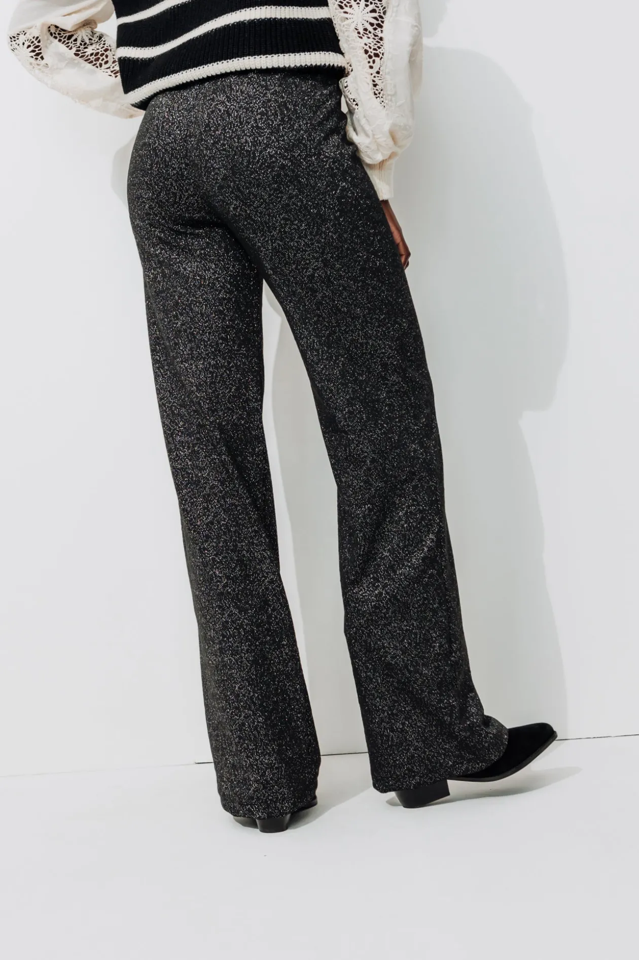 Promod Pantalon droit pailleté Femme - Noir New