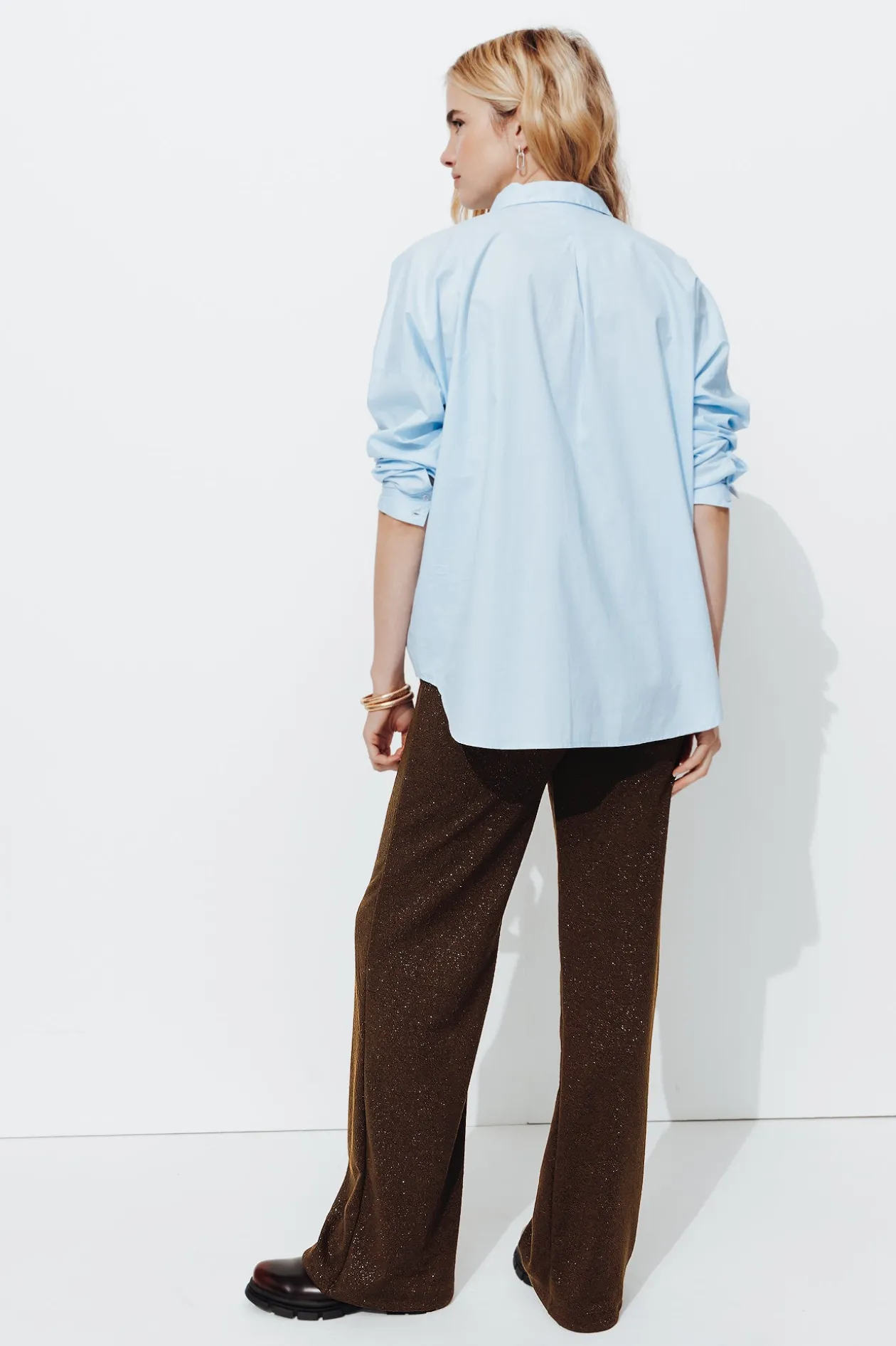 Promod Pantalon droit pailleté Femme - Marron Best