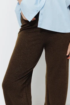 Promod Pantalon droit pailleté Femme - Marron Best
