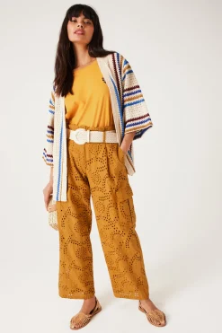 Promod Pantalon en broderie anglaise - Ocre Flash Sale