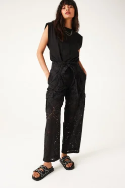 Promod Pantalon en broderie anglaise - Noir Fashion