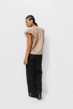 Promod Pantalon en dentelle Femme - Noir Discount