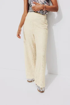 Promod Pantalon en dentelle Femme - Ecru Outlet