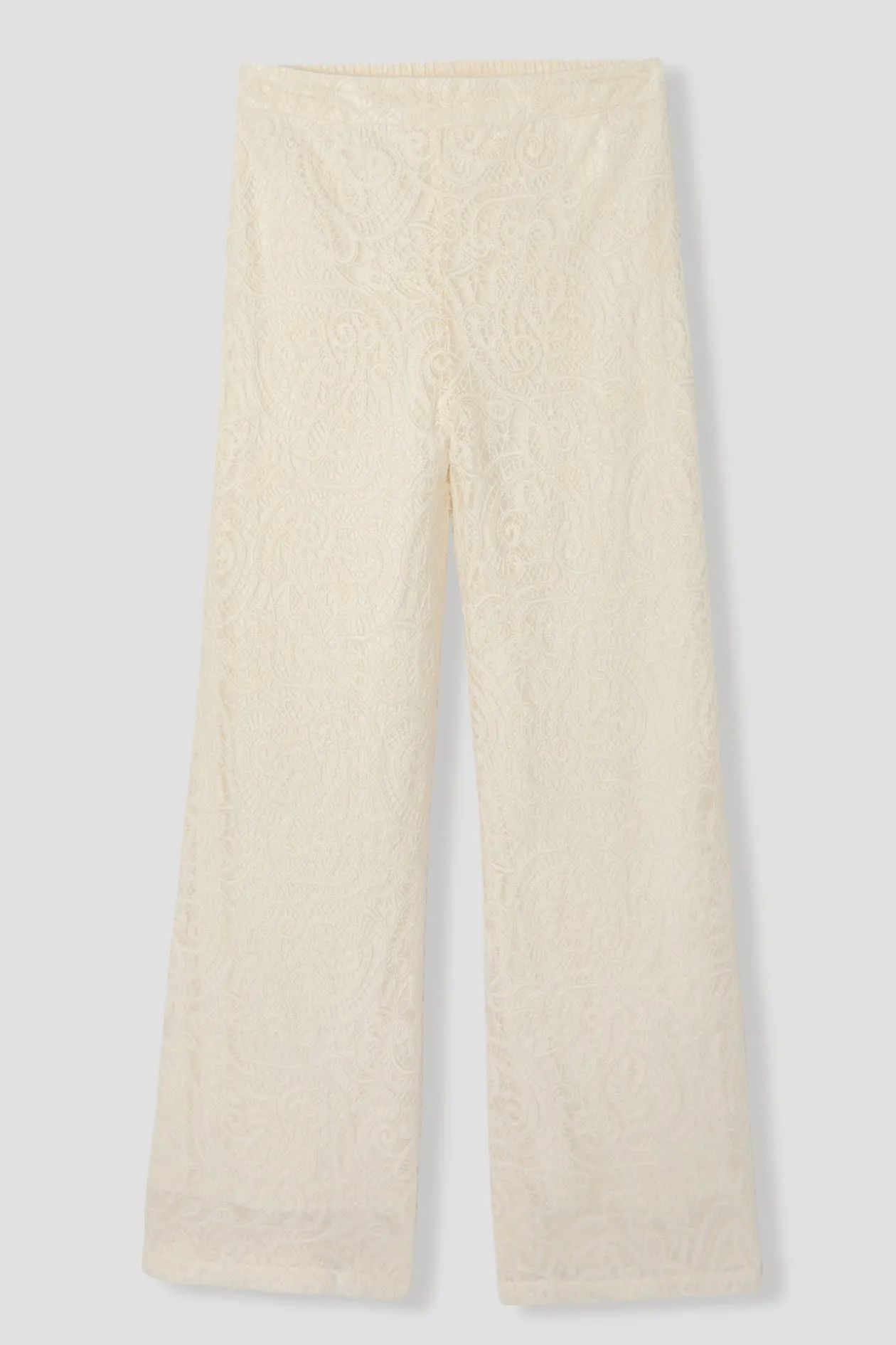 Promod Pantalon en dentelle Femme - Ecru Outlet