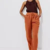 Promod Pantalon en gaze de coton - Terre de sienne Terredesienne Shop