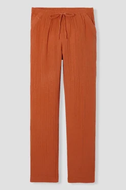 Promod Pantalon en gaze de coton - Terre de sienne Terredesienne Shop