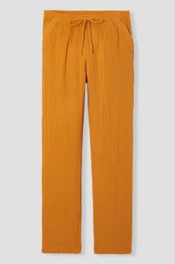 Promod Pantalon en gaze de coton - Ocre Best