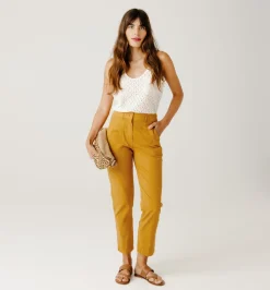 Promod Pantalon en toile de coton - Ocre Fashion