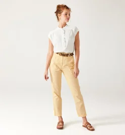 Promod Pantalon en toile de coton - Ecru New