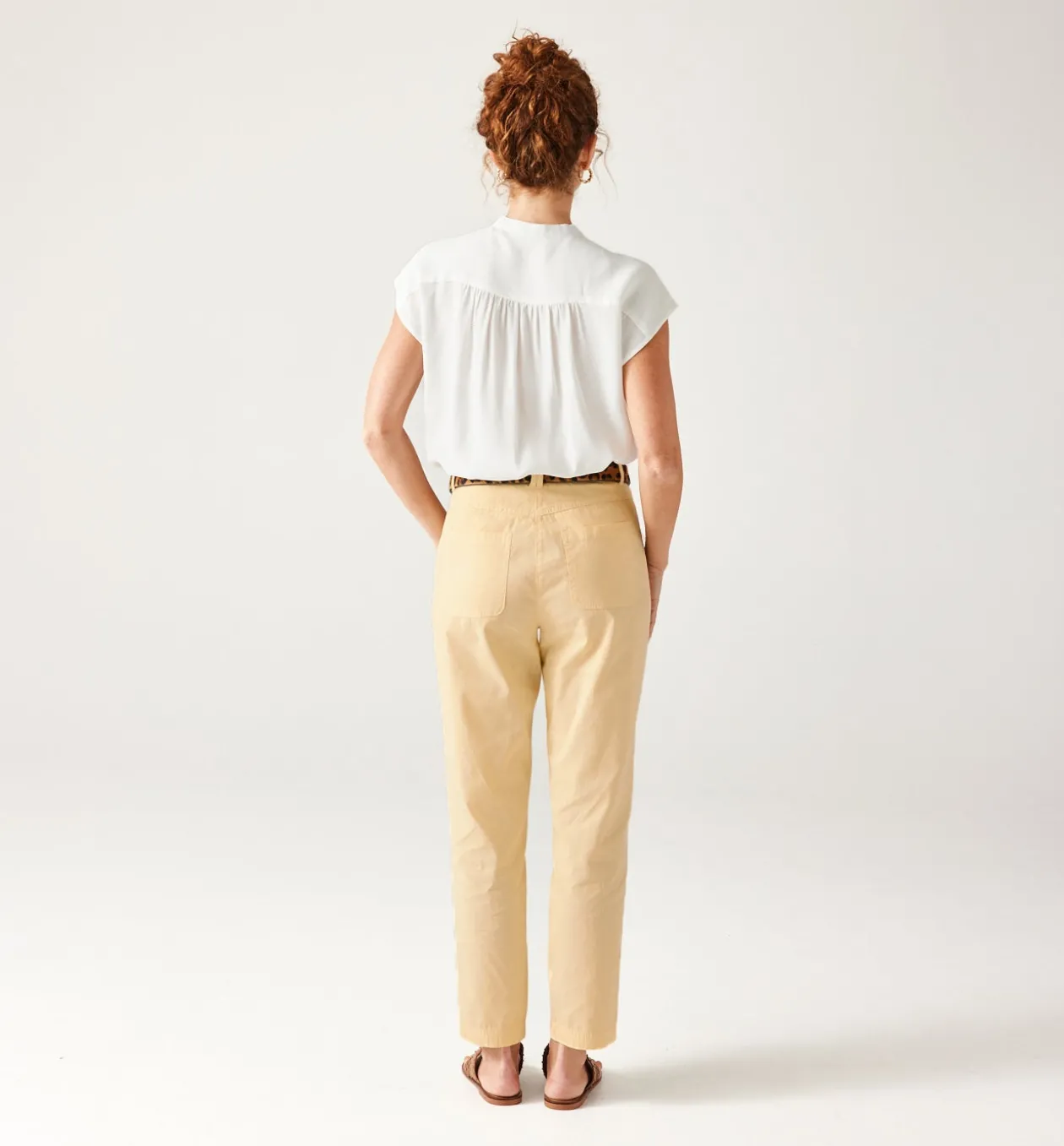 Promod Pantalon en toile de coton - Ecru New