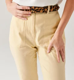 Promod Pantalon en toile de coton - Ecru New