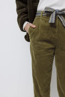 Promod Pantalon en velours côtelé - Vert olive Vertolive New