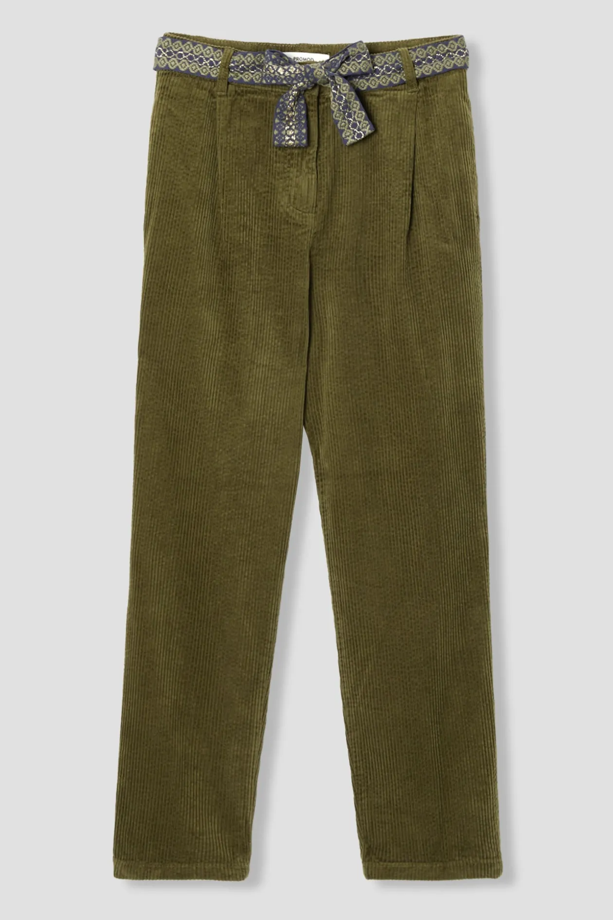 Promod Pantalon en velours côtelé - Vert olive Vertolive New