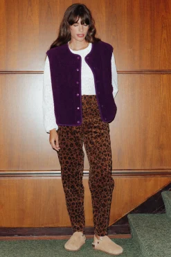 Promod Pantalon en velours léopard - Imprimé caramel Imprimécaramel Online