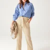 Promod Pantalon gaze de coton Femme - Beige Cheap