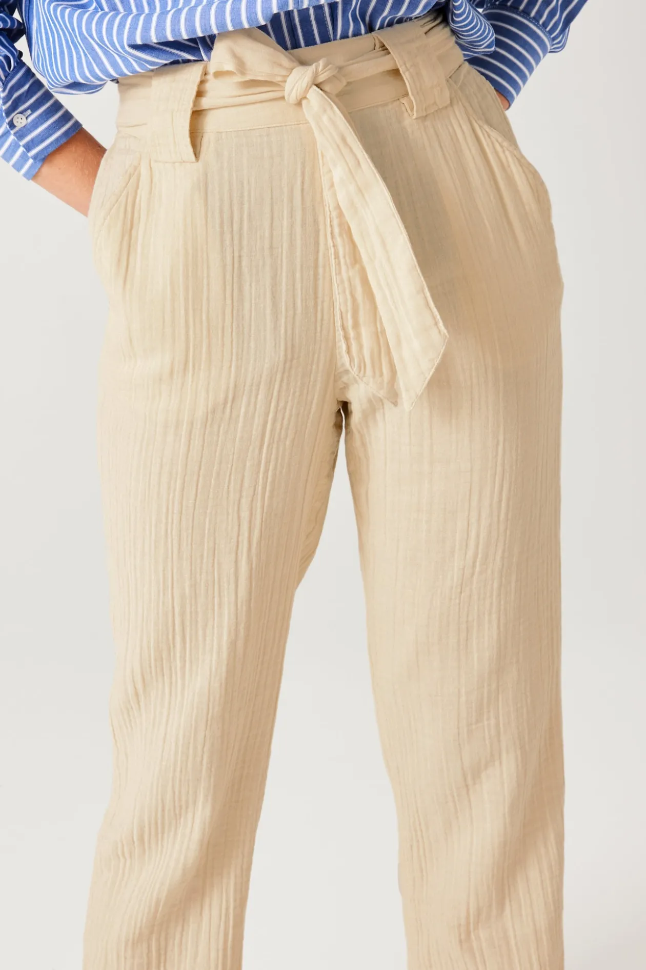 Promod Pantalon gaze de coton Femme - Beige Cheap