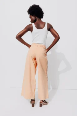 Promod Pantalon large à pinces Femme - Orange fluo Orangefluo Fashion