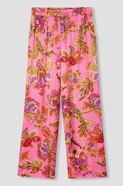 Promod Pantalon large en satin Femme - Imprimé rose Imprimérose Online