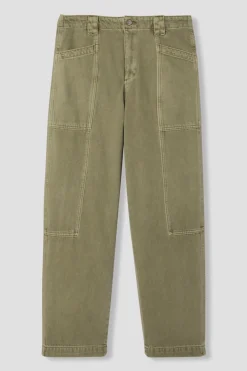 Promod Pantalon large en toile Femme - Kaki Cheap