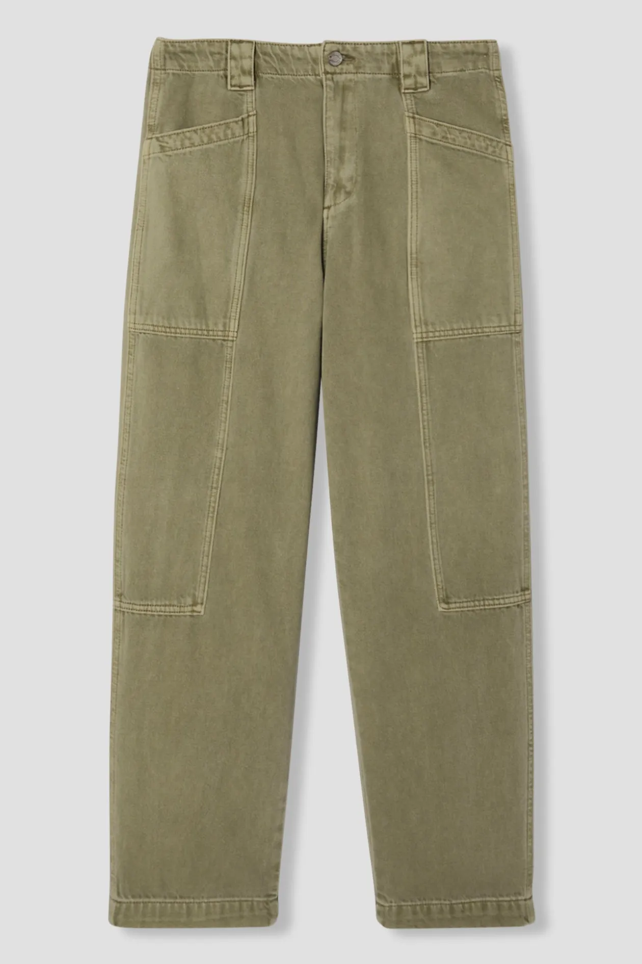 Promod Pantalon large en toile Femme - Kaki Cheap