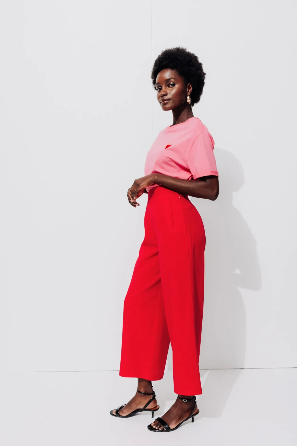 Promod Pantalon large et 7/8è - Rouge Cheap