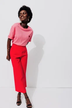Promod Pantalon large et 7/8è - Rouge Cheap