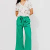 Promod Pantalon large et fluide Femme - Vert Flash Sale