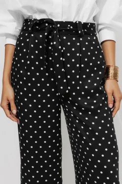 Promod Pantalon large et fluide Femme - Imprimé noir Impriménoir Shop