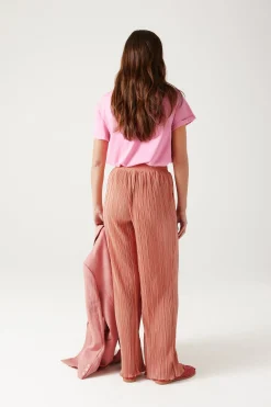 Promod Pantalon large et plissé Femme - Rose Fashion