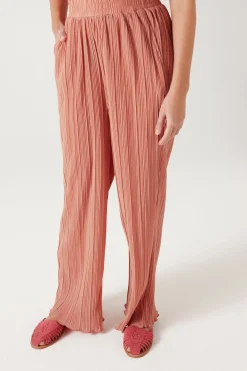 Promod Pantalon large et plissé Femme - Rose Fashion