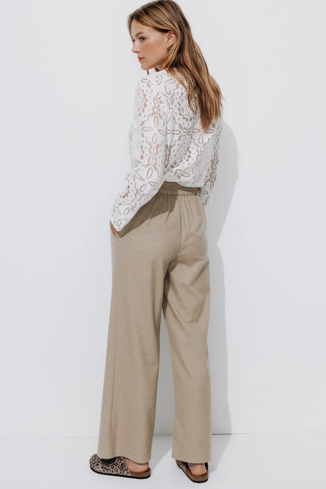 Promod Pantalon large Femme - Ecru Store