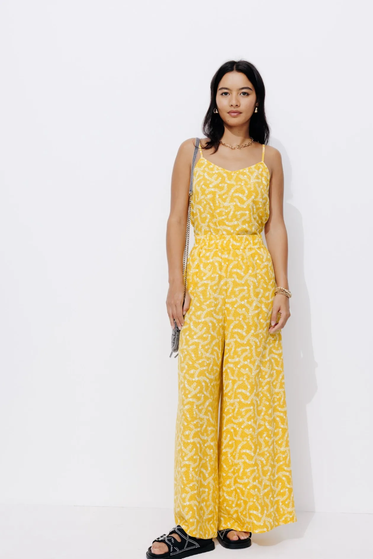 Promod Pantalon large imprimé Femme - Imprimé ocre Impriméocre Shop