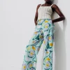 Promod Pantalon large imprimé Femme - Imprimé vert clair Imprimévertclair Discount