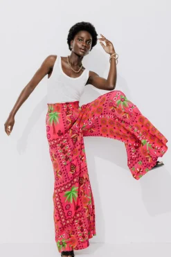 Promod Pantalon large imprimé Femme - Imprimé rose Imprimérose Fashion