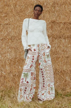 Promod Pantalon large imprimé Femme - Imprimé écru Impriméécru Discount