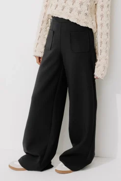 Promod Pantalon large taille haute - Noir Cheap