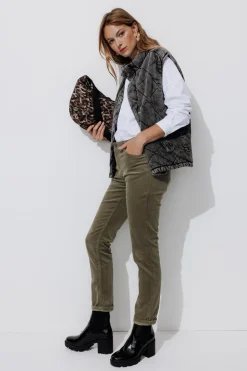 Promod Pantalon LUCIEN en velours - Kaki Outlet