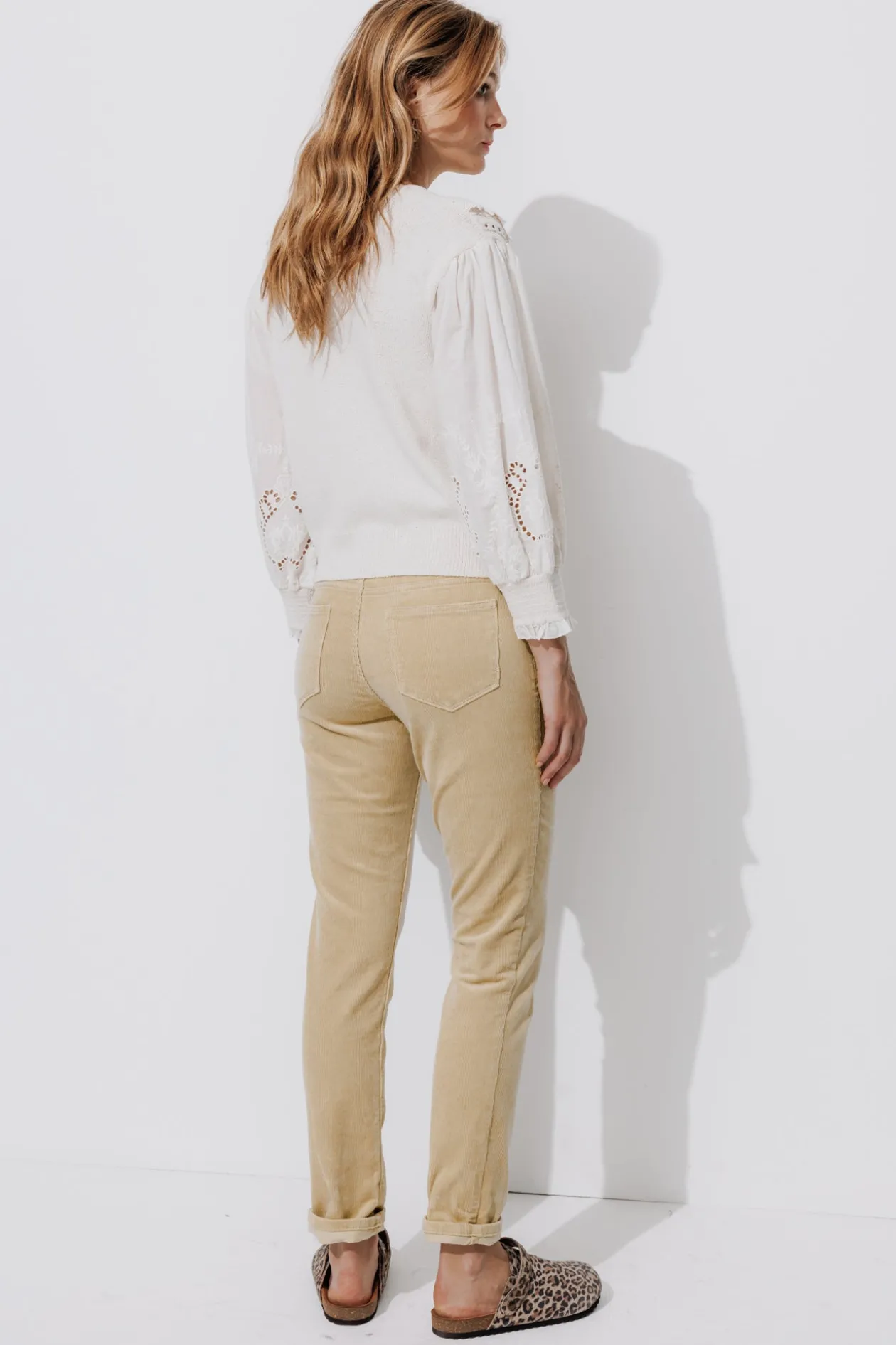 Promod Pantalon LUCIEN en velours - Beige Clearance