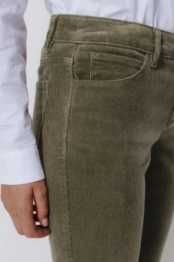 Promod Pantalon LUCIEN en velours - Kaki Outlet