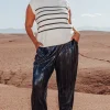 Promod Pantalon plissé pailleté Femme - Pétrole Best