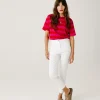 Promod Pantalon skinny en coton Femme - Ecru Discount