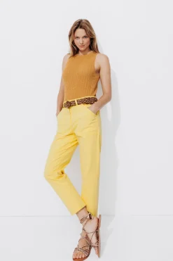 Promod Pantalon skinny en coton Femme - Jaune New